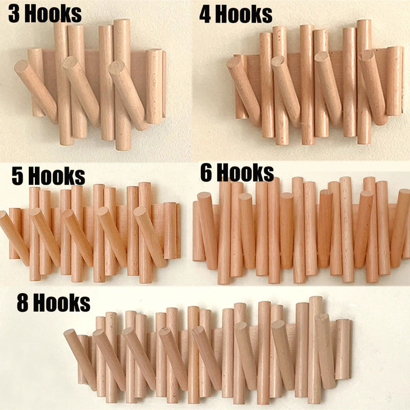 Porte-vêtements Mural en Bois Design Scandinave 6