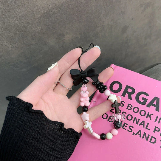 Porte Clés Femme Design Ludique avec Perles Étoiles et Croix 0