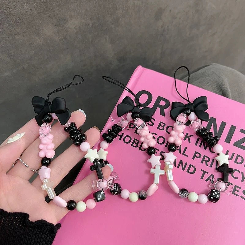 Porte Clés Femme Design Ludique avec Perles Étoiles et Croix 1