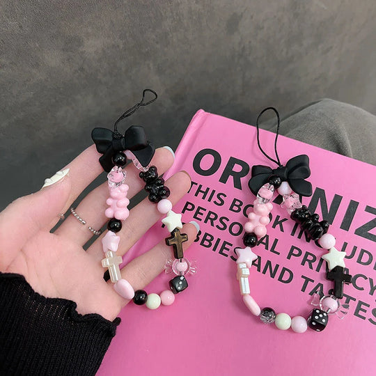 Porte Clés Femme Design Ludique avec Perles Étoiles et Croix 2