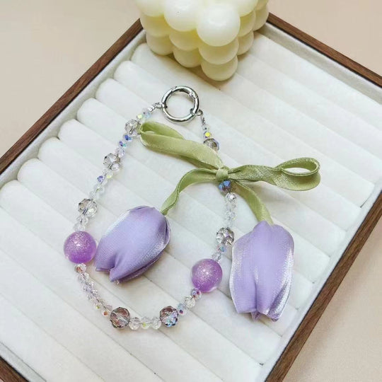 Porte Clés Femme Floral Charmant avec Breloques Scintillantes 2