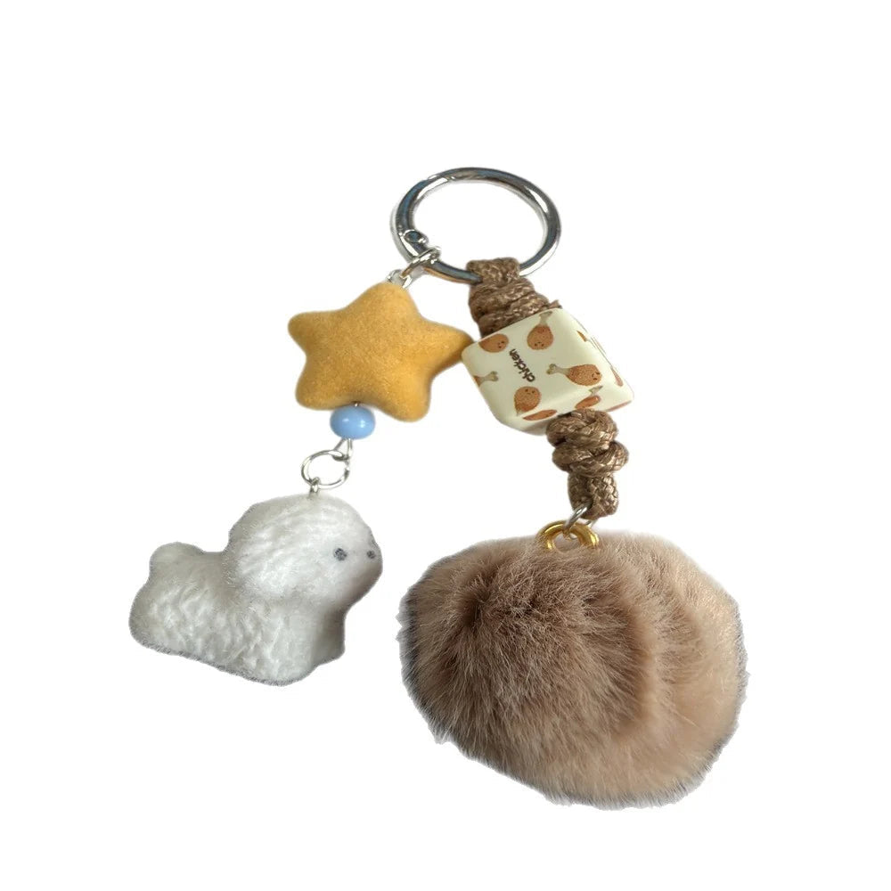 Porte Clés Femme Ludique avec Pompon et Breloque Chien 4