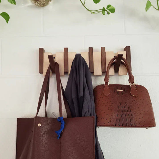 Porte Manteau Mural Design Naturel avec Crochets Dépliants 2