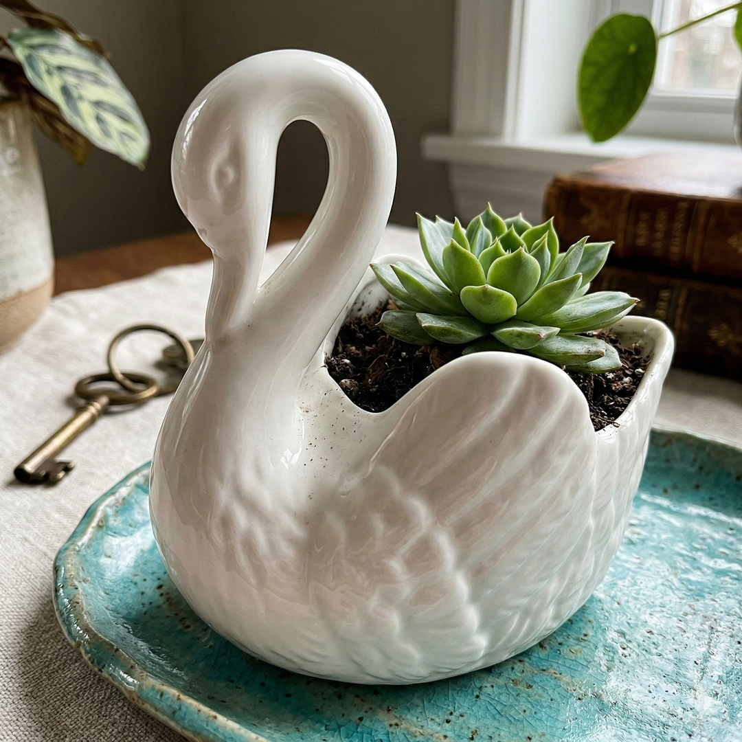 Pot Décoratif en Céramique en Forme de Cygne 3