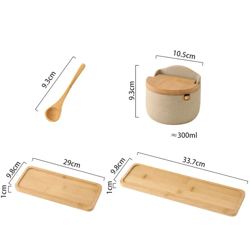Pot à épices en céramique Japonais avec couvercle en bambou 5