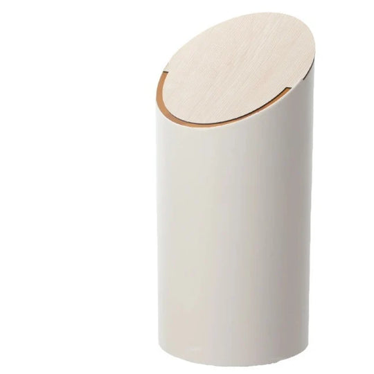 Poubelle ovale avec couvercle pivotant en bois pour intérieur moderne 5