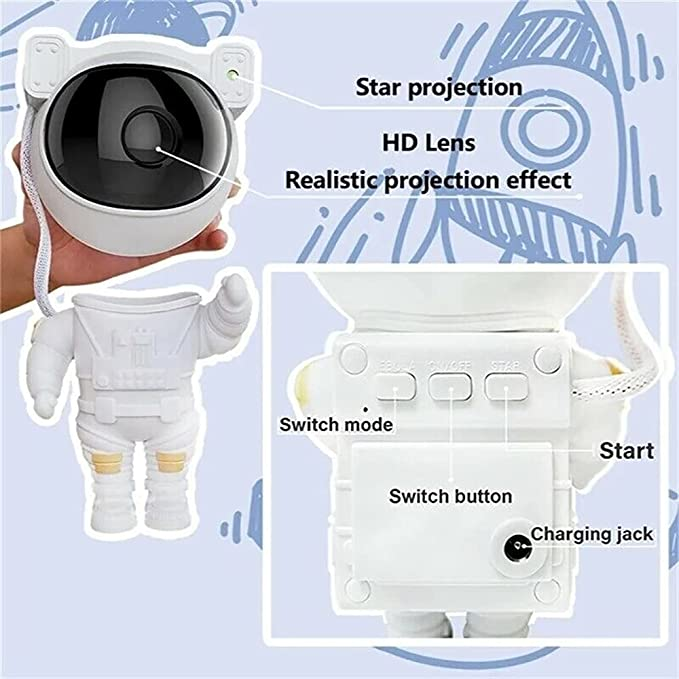 Projecteur LED Astronaute Tête Rotative Ambiance Étoilée 6