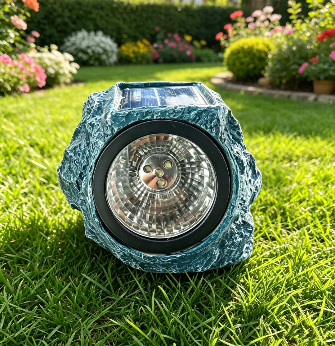 Projecteur de Jardin Solaire Discret en Fausses Pierres pour Extérieur 0