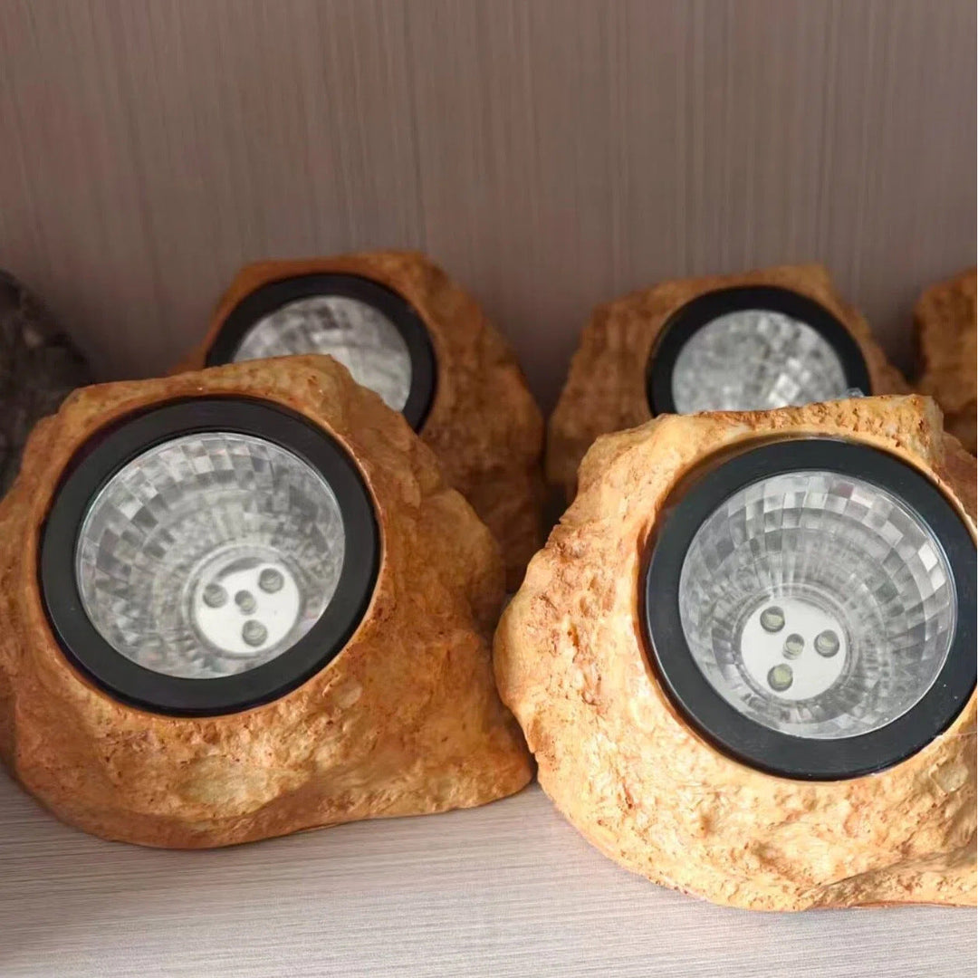 Projecteur de Jardin Solaire Discret en Fausses Pierres pour Extérieur 8