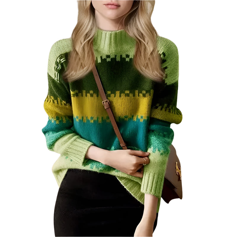Pull Col Roulé en Tricot à Motif Pixel pour Femme 0