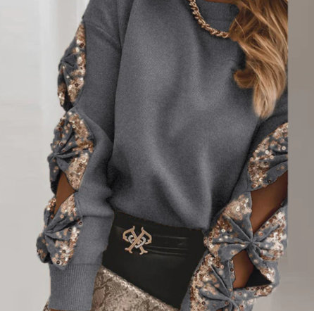 Pull Femme Ajouré à Manches Longues Col Rond 12