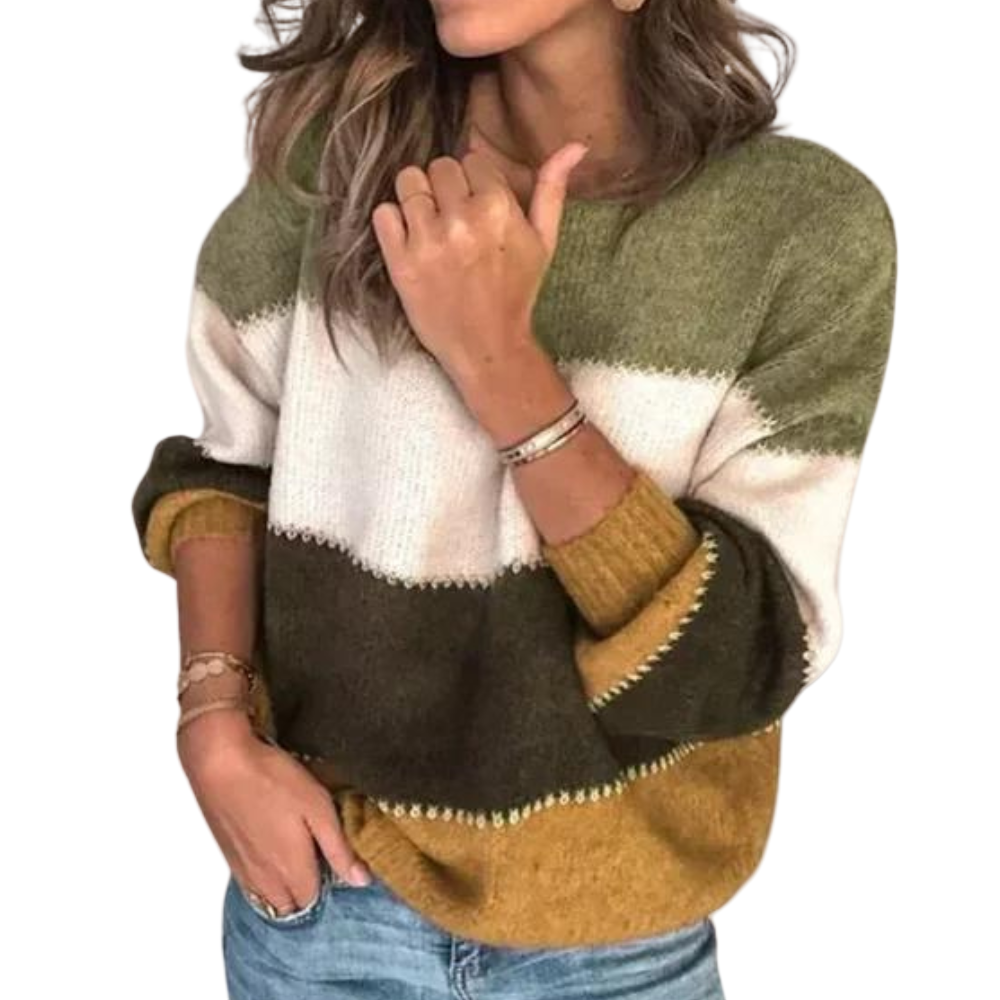 Pull Femme Classique à Rayures Confortable 0