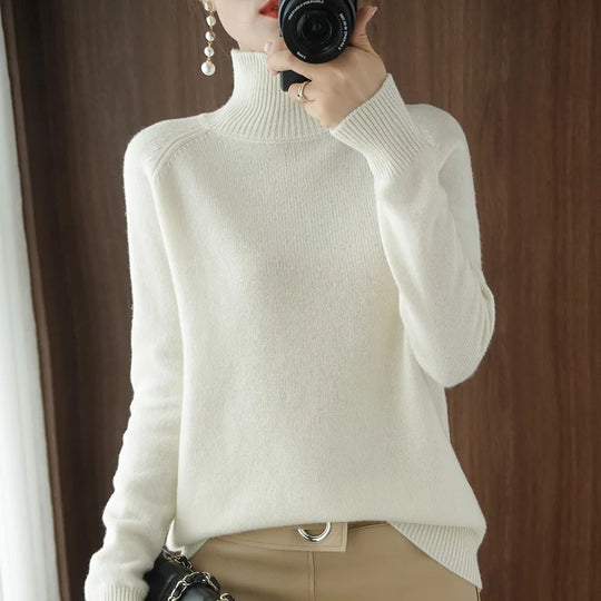 Pull Femme Col Montant Laine Mérinos Douce et Légère 10