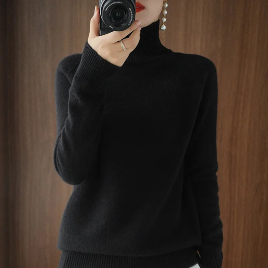 Pull Femme Col Montant Laine Mérinos Douce et Légère 11