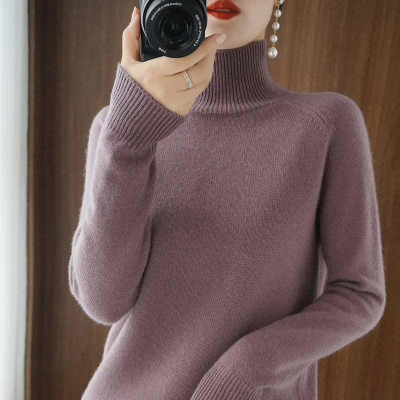 Pull Femme Col Montant Laine Mérinos Douce et Légère 12