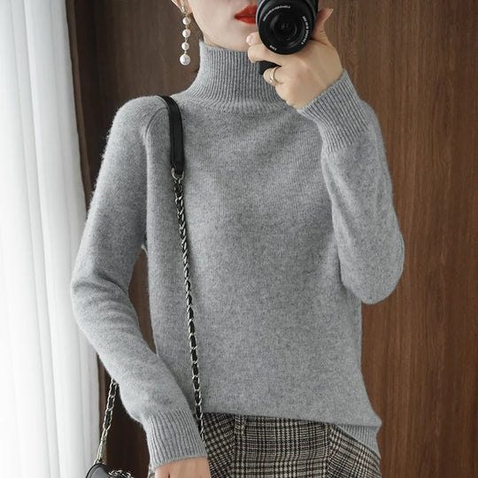 Pull Femme Col Montant Laine Mérinos Douce et Légère 13