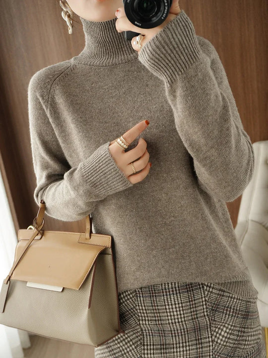 Pull Femme Col Montant Laine Mérinos Douce et Légère 2