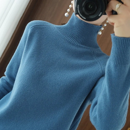 Pull Femme Col Montant Laine Mérinos Douce et Légère 8