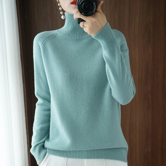 Pull Femme Col Montant Laine Mérinos Douce et Légère 9
