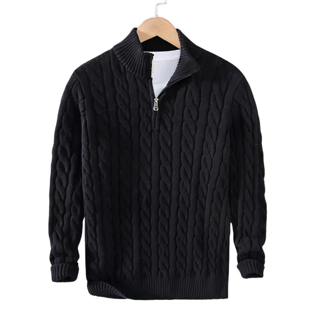Pull Femme Col Montant avec Fermeture Éclair Manches Longues Casual 1