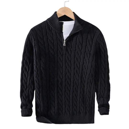 Pull Femme Col Montant avec Fermeture Éclair Manches Longues Casual 1