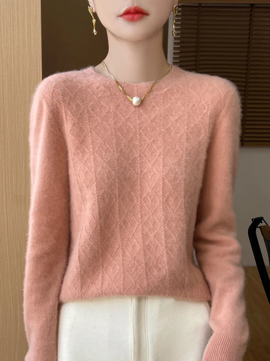 Pull Femme Col Rond Laine Mérinos Manches Longues 12