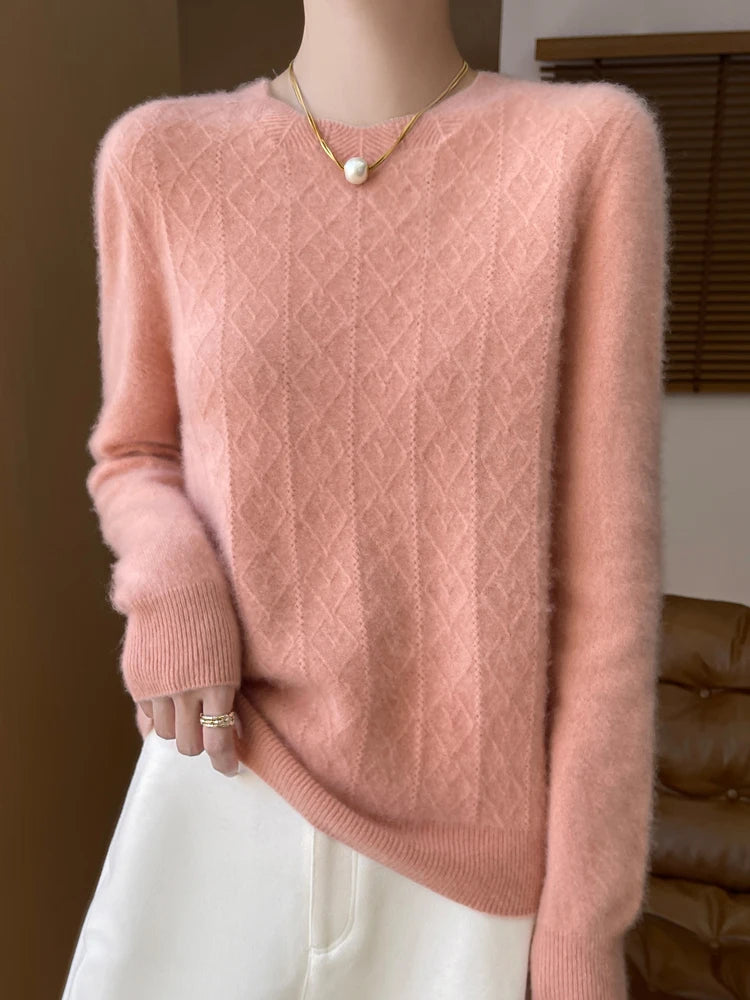 Pull Femme Col Rond Laine Mérinos Manches Longues 4