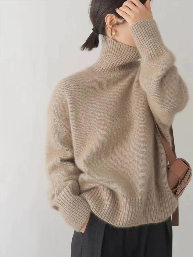 Pull Femme Col Roulé Chic Polyvalent pour Automne Hiver 4