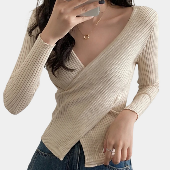 Pull Femme Col en V Tendance Criss-Cross Casual et Chic 6