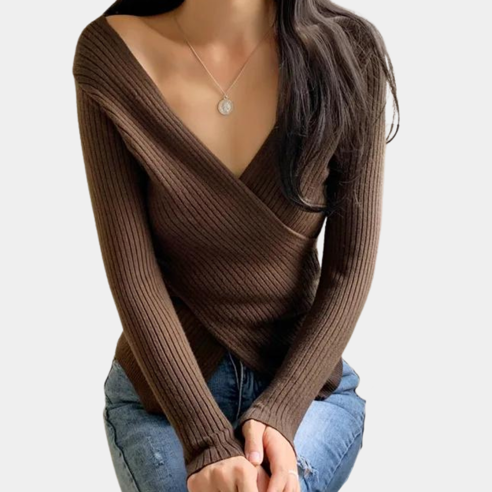 Pull Femme Col en V Tendance Criss-Cross Casual et Chic 8
