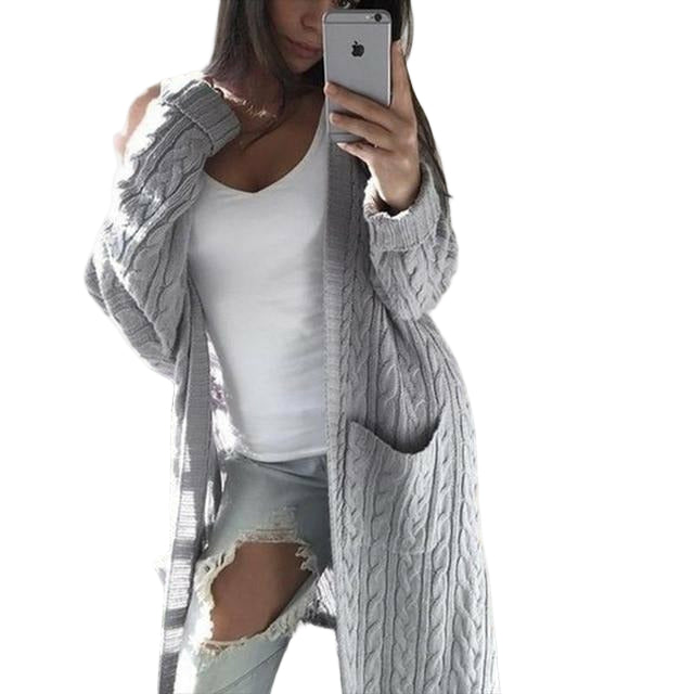 Pull Femme Long Tricoté Chic Décontracté 0