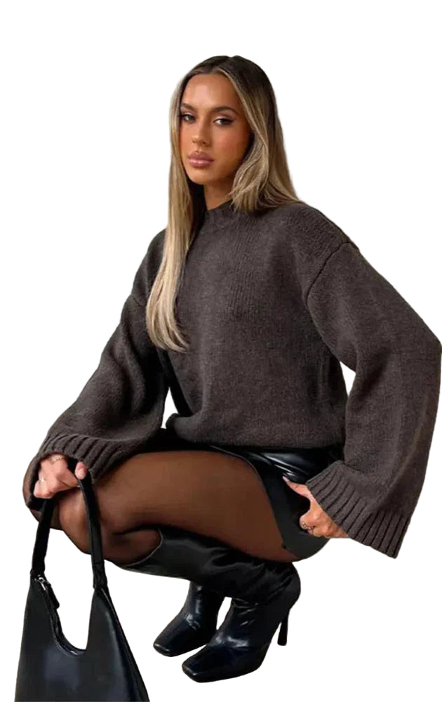 Pull Femme Oversize en Tricot à Manches Longues 1