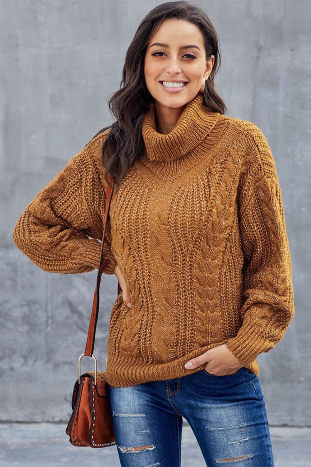 Pull Femme Oversized en Tricot à Col Roulé 3