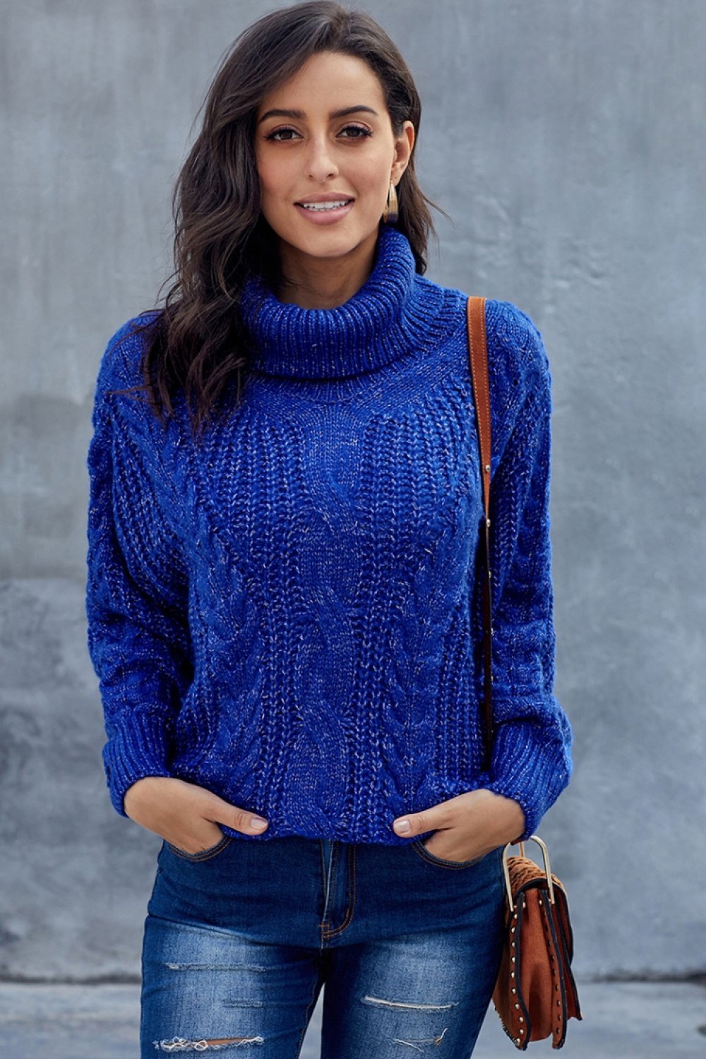 Pull Femme Oversized en Tricot à Col Roulé 5