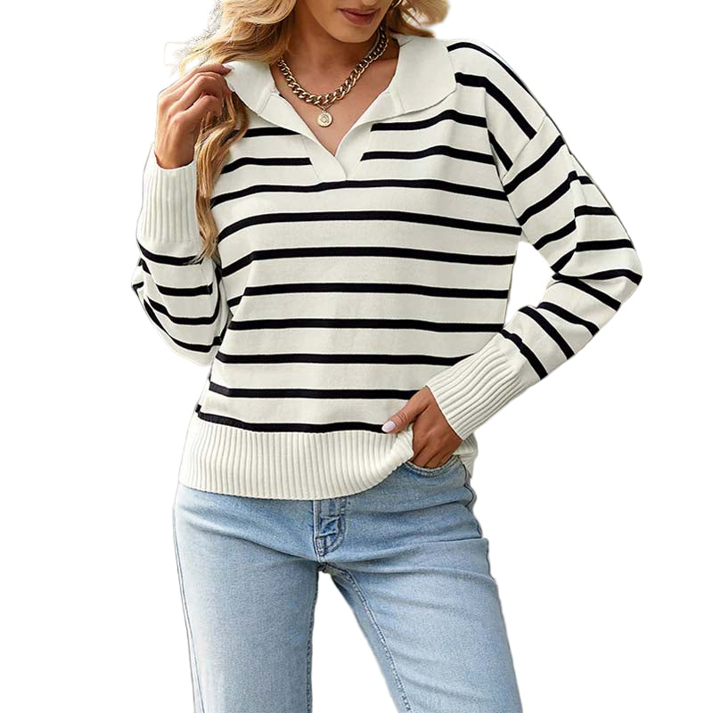 Pull Femme Rayé Chic Décontracté 0