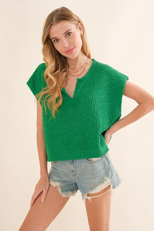 Pull Femme Sans Manches Patch Doux Mélange de Tissus 1