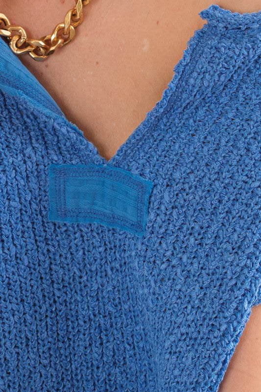 Pull Femme Sans Manches Patch Mélange de Fibres Douces 1