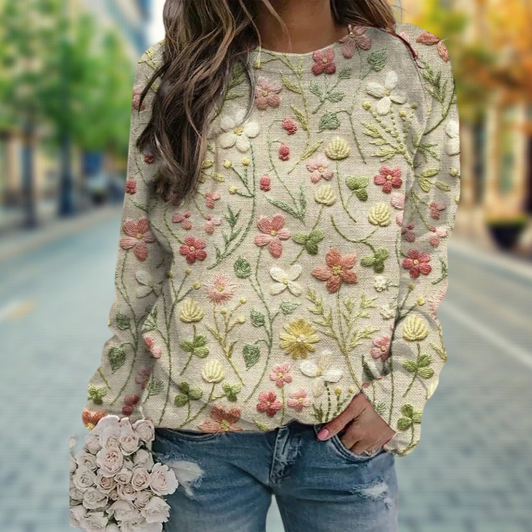 Pull Femme Tendance à Motif Floral 1