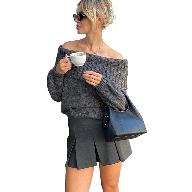 Pull Femme Tricoté à Épaules Dénudées 0