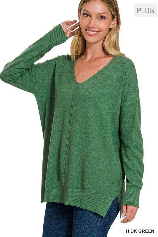 Pull Femme Tunique Manches Longues Col V Tissu Doux 5