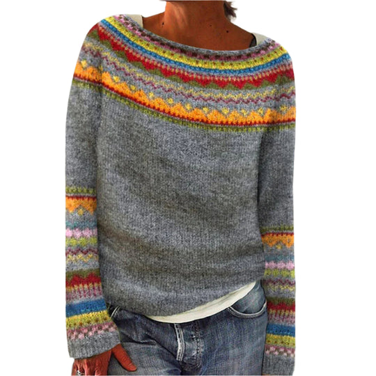 Pull Femme à Col Rond en Tricot Chaud 0