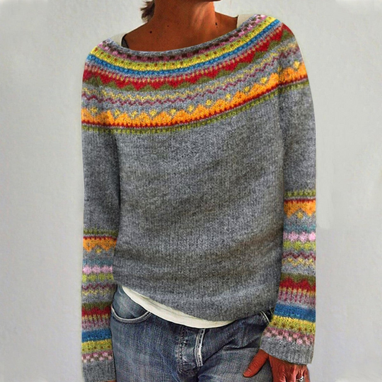 Pull Femme à Col Rond en Tricot Chaud 1