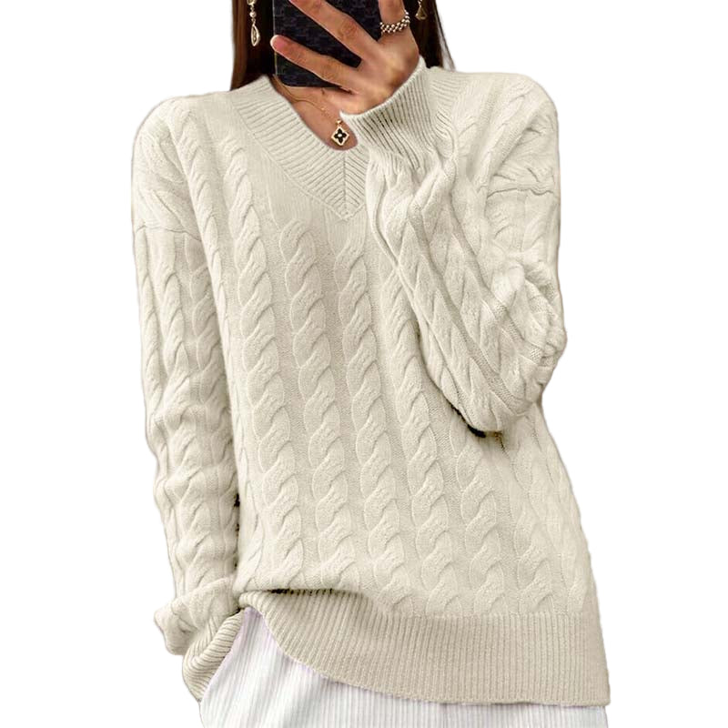 Pull Femme à Col en V Tricoté 0