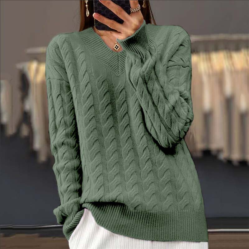 Pull Femme à Col en V Tricoté 3