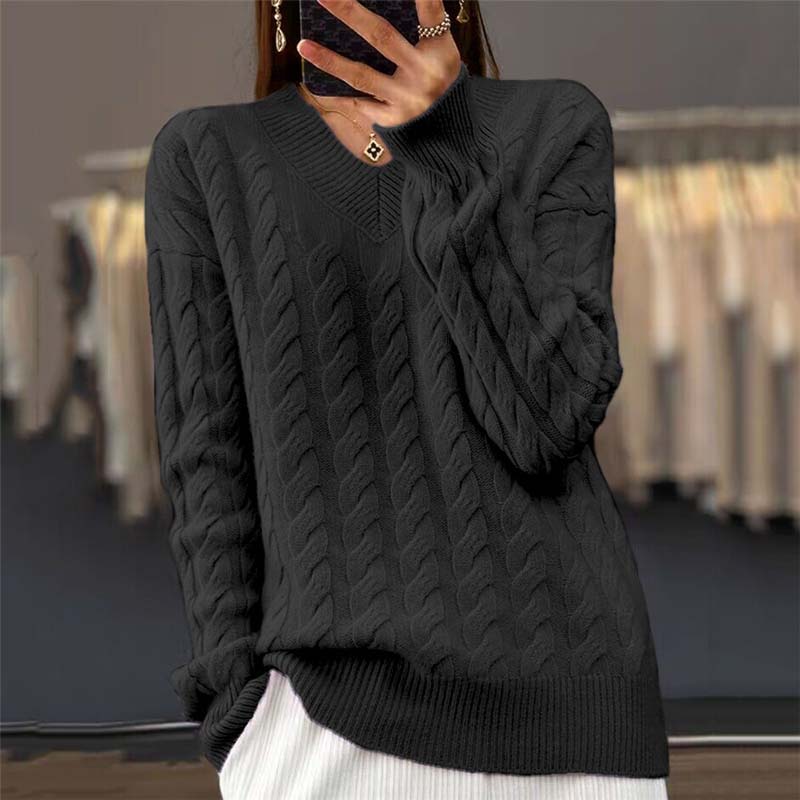 Pull Femme à Col en V Tricoté 5