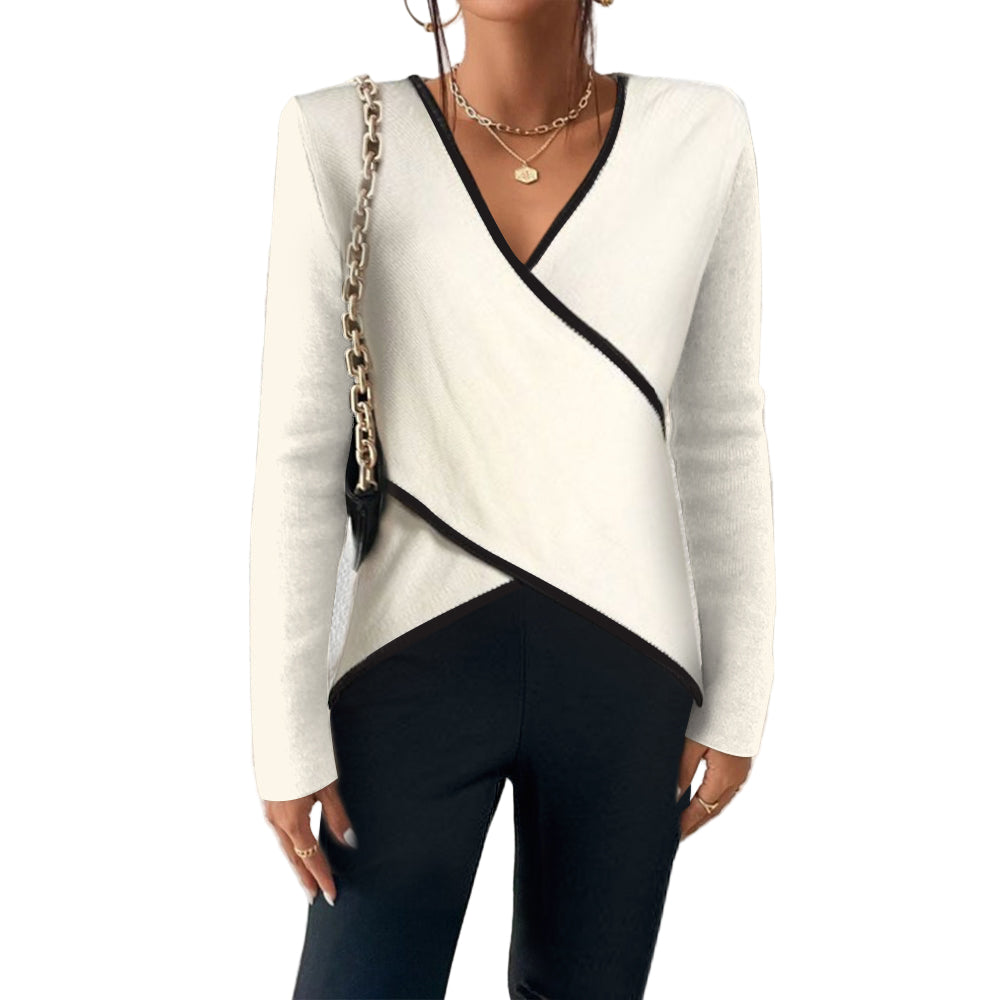 Pull Femme à V-Ausschnitt Classique et Confortable 0