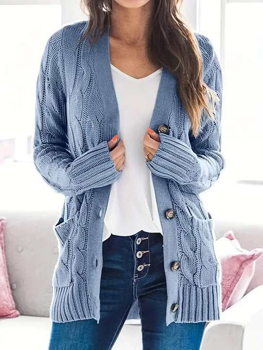 Pull Femme en Coton à Torsades Décontracté 13