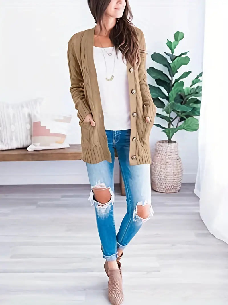 Pull Femme en Coton à Torsades Décontracté 19
