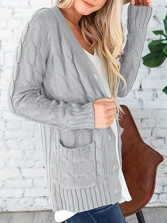 Pull Femme en Coton à Torsades Décontracté 2