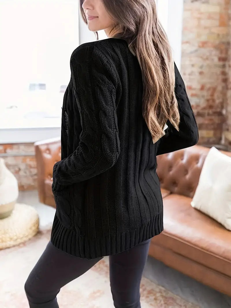 Pull Femme en Coton à Torsades Décontracté 5